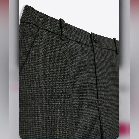Zara Gray and Black HIGH-RISE CHECK SCULPTING TROUSERS Size 12 US - Picture 3 of 11